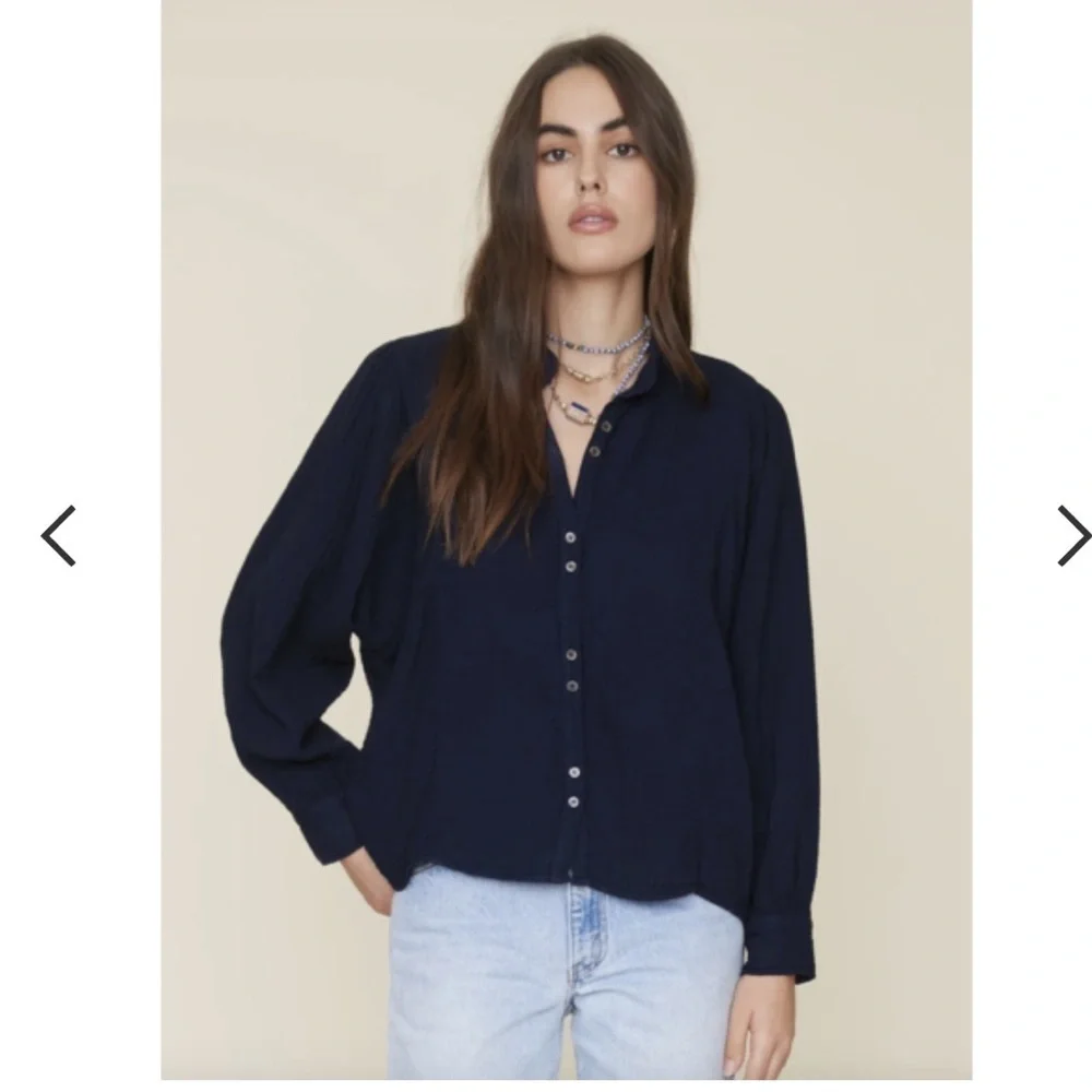 Xirena Dahlia Long Sleeve Gemma Shirt navy blue size XS - Picture 3 of 16